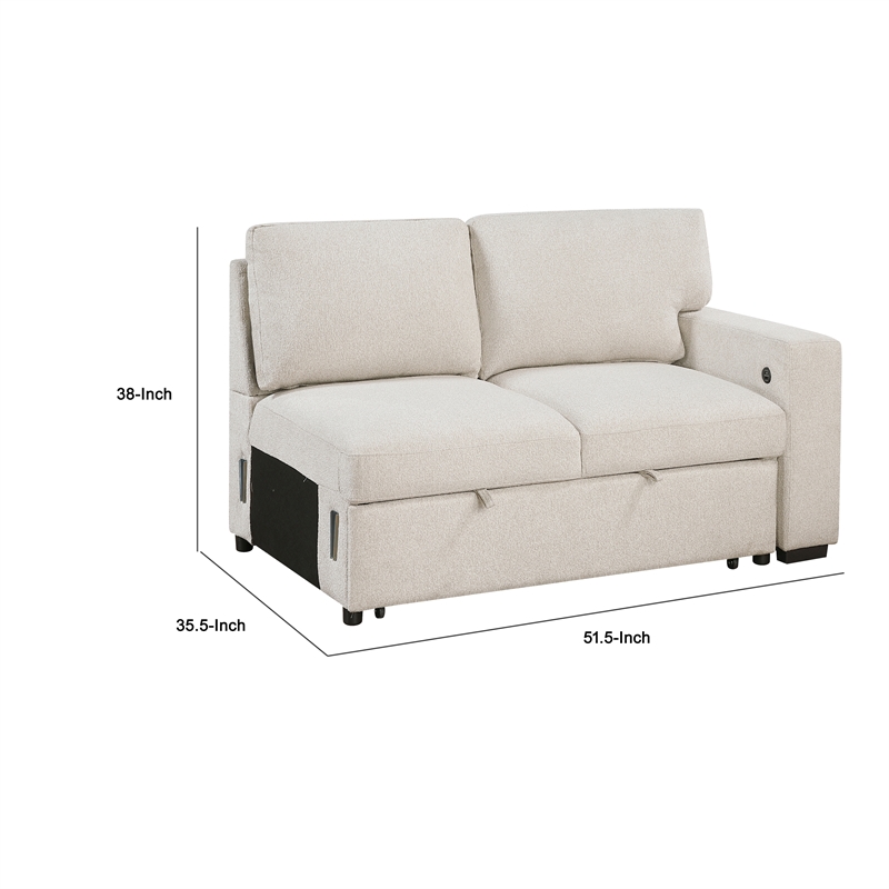 Ompa Modular Armless Sofa with Storage-Cream Beige Boucle-52 Inch