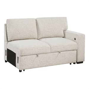 Ompa Modular Armless Sofa with Storage-Cream Beige Boucle-52 Inch