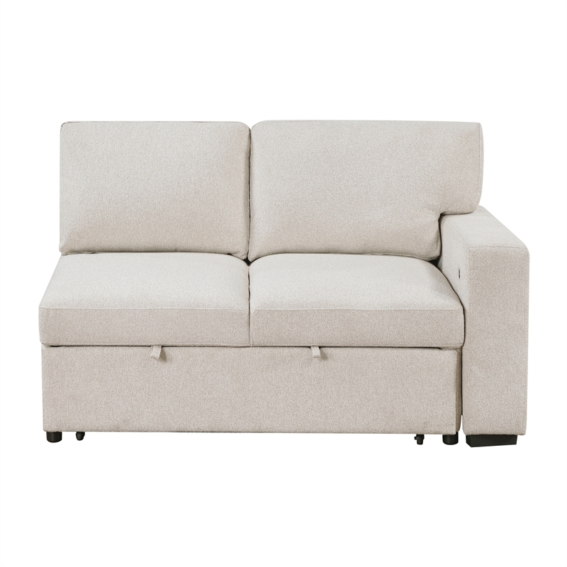 Ompa Modular Armless Sofa with Storage-Cream Beige Boucle-52 Inch
