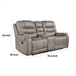 Erron Manual Double Recliner Loveseat with Console-Gray Brown 77 Inch