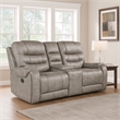 Erron Manual Double Recliner Loveseat with Console-Gray Brown 77 Inch