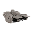 Erron Manual Double Recliner Loveseat with Console-Gray Brown 77 Inch