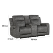 Tesy Manual Recliner Loveseat-Console-Dark Gray Microfiber 71 Inch