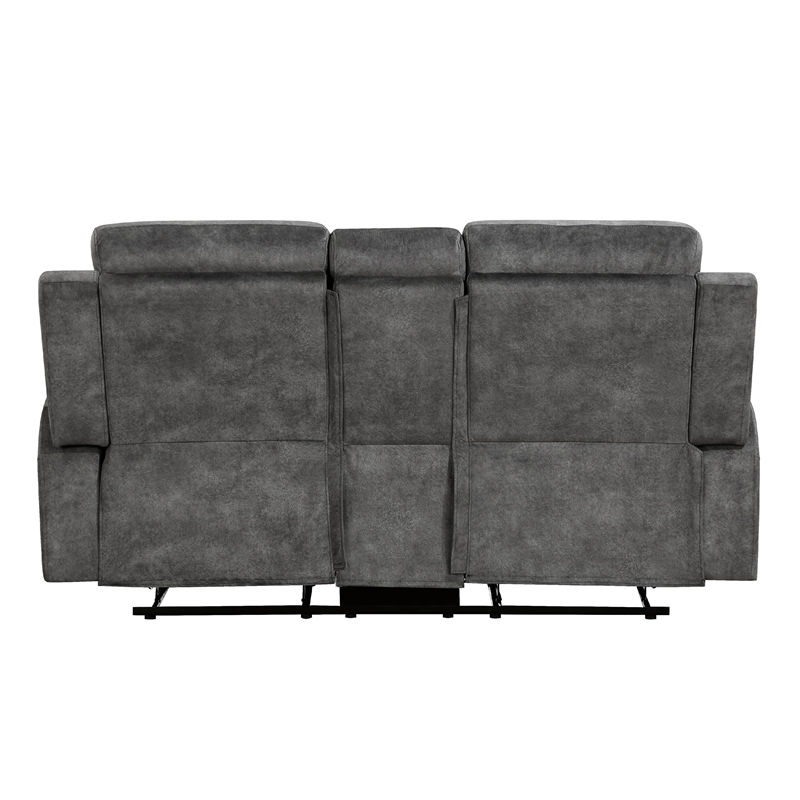 Tesy Manual Recliner Loveseat-Console-Dark Gray Microfiber 71 Inch
