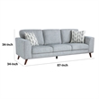 Ricca Sofa with 2 Pillows-Blue Gray Chenille-Brown Legs-87 Inch