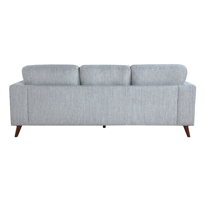 Ricca Sofa with 2 Pillows-Blue Gray Chenille-Brown Legs-87 Inch