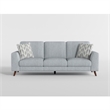 Ricca Sofa with 2 Pillows-Blue Gray Chenille-Brown Legs-87 Inch