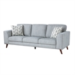 Ricca Sofa with 2 Pillows-Blue Gray Chenille-Brown Legs-87 Inch