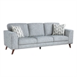 Ricca Sofa with 2 Pillows-Blue Gray Chenille-Brown Legs-87 Inch