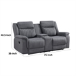 Lenny Manual Reclining Loveseat-Cup Holders-Gray Microfiber-75 Inch