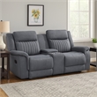 Lenny Manual Reclining Loveseat-Cup Holders-Gray Microfiber-75 Inch