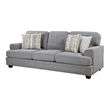 Brady Sofa with 4 Pillows-Gray Chenille-Nailhead Trim-92 Inch