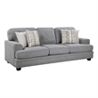 Brady Sofa with 4 Pillows-Gray Chenille-Nailhead Trim-92 Inch