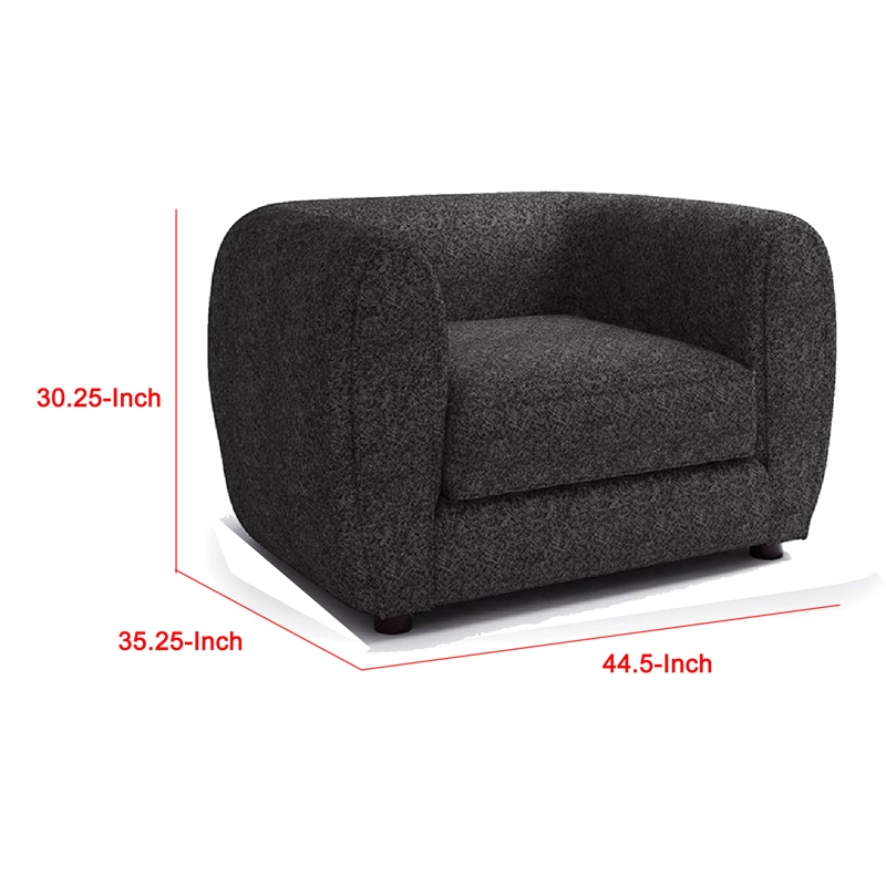 Dly Sofa Chair-Black Boucle-Wood Frame Tuxedo-Inspired Design