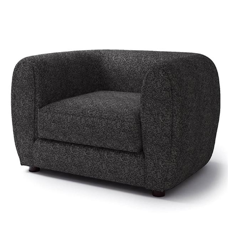 Dly Sofa Chair-Black Boucle-Wood Frame Tuxedo-Inspired Design