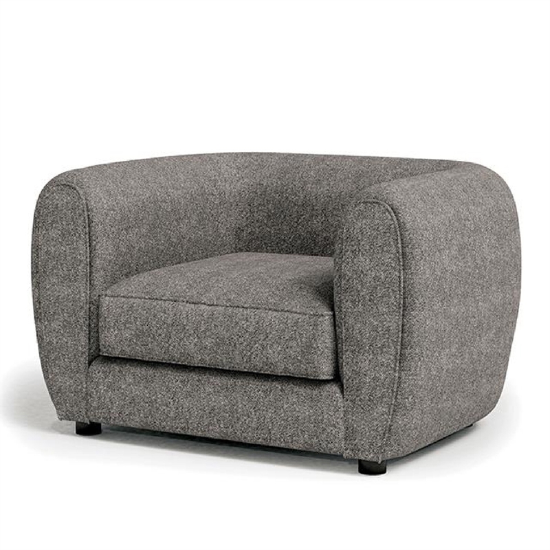 Dly Sofa Chair-Charcoal Gray Boucle-Black Wood-Tuxedo-Inspired Design