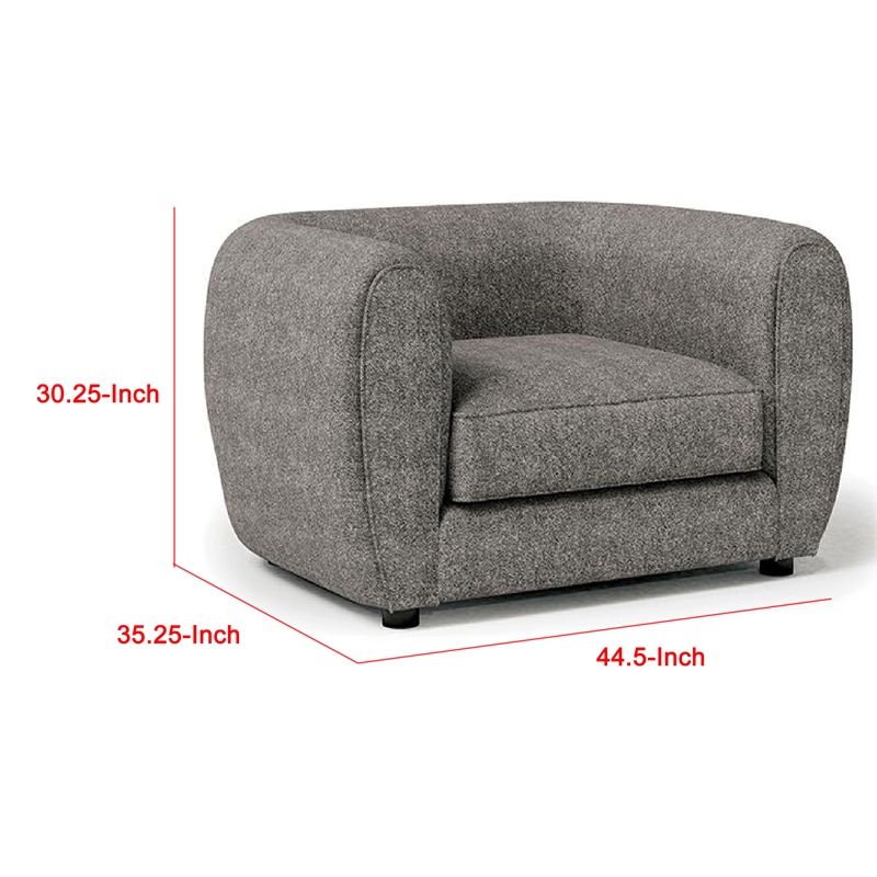 Dly Sofa Chair-Charcoal Gray Boucle-Black Wood-Tuxedo-Inspired Design