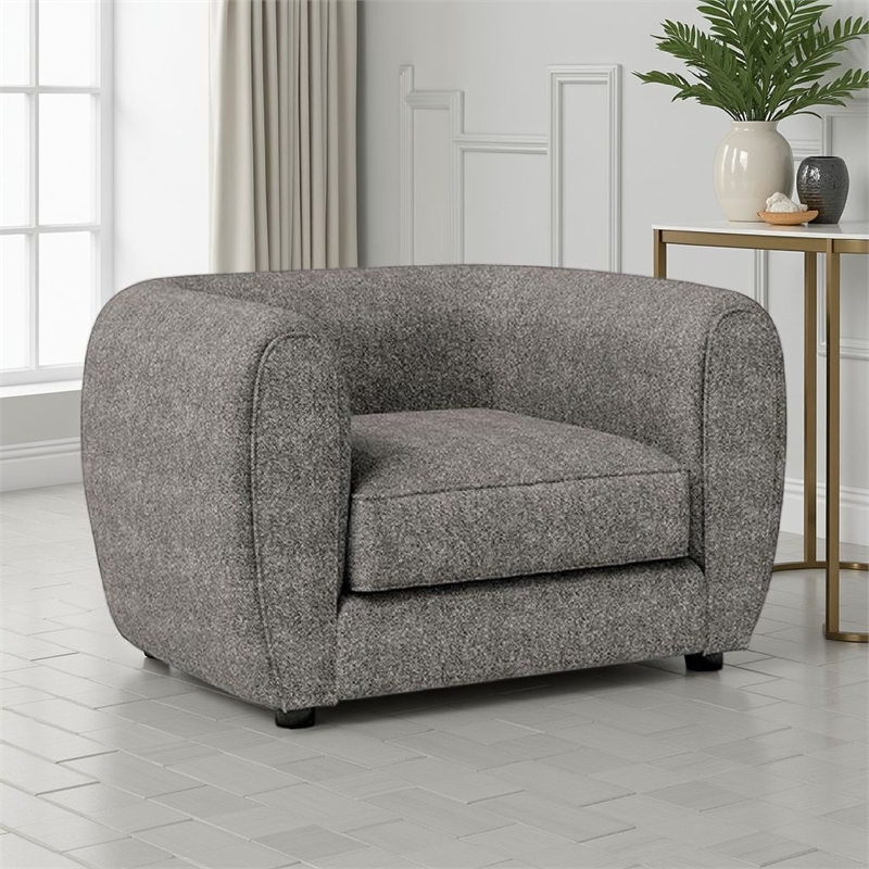 Dly Sofa Chair-Charcoal Gray Boucle-Black Wood-Tuxedo-Inspired Design
