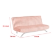 Villy Futon Sofa Bed-Chrome Metal Legs-Pink Channel Tufted Fabric