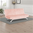 Villy Futon Sofa Bed-Chrome Metal Legs-Pink Channel Tufted Fabric