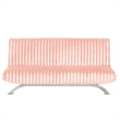 Villy Futon Sofa Bed-Chrome Metal Legs-Pink Channel Tufted Fabric
