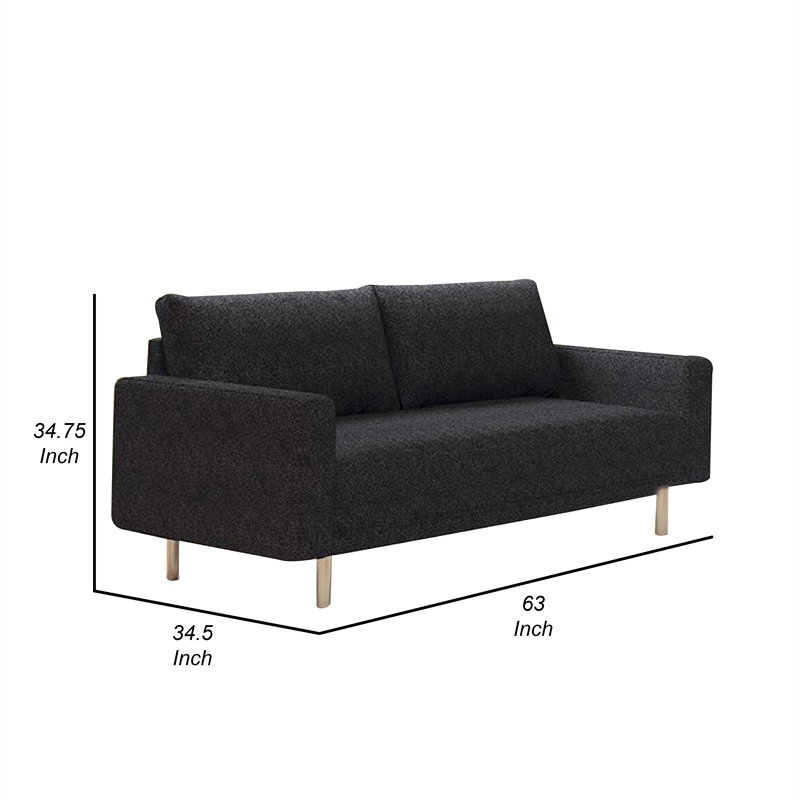 Remy Loveseat-Black Boucle-Bench-Style Seating-Gold Legs-63 Inch