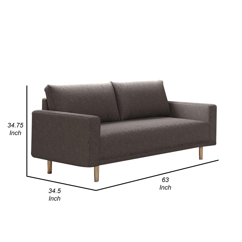 Remy Loveseat-Charcoal Gray Boucle-Gold Solid Wood Frame-63 Inch