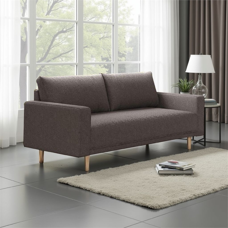Remy Loveseat-Charcoal Gray Boucle-Gold Solid Wood Frame-63 Inch