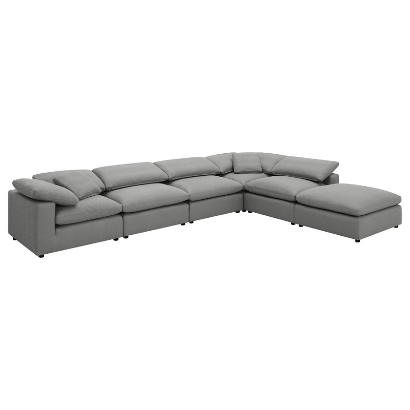 Allias 6pc Modular Sectional Sofa-Classic Gray Boucle-2 Accent Pillows