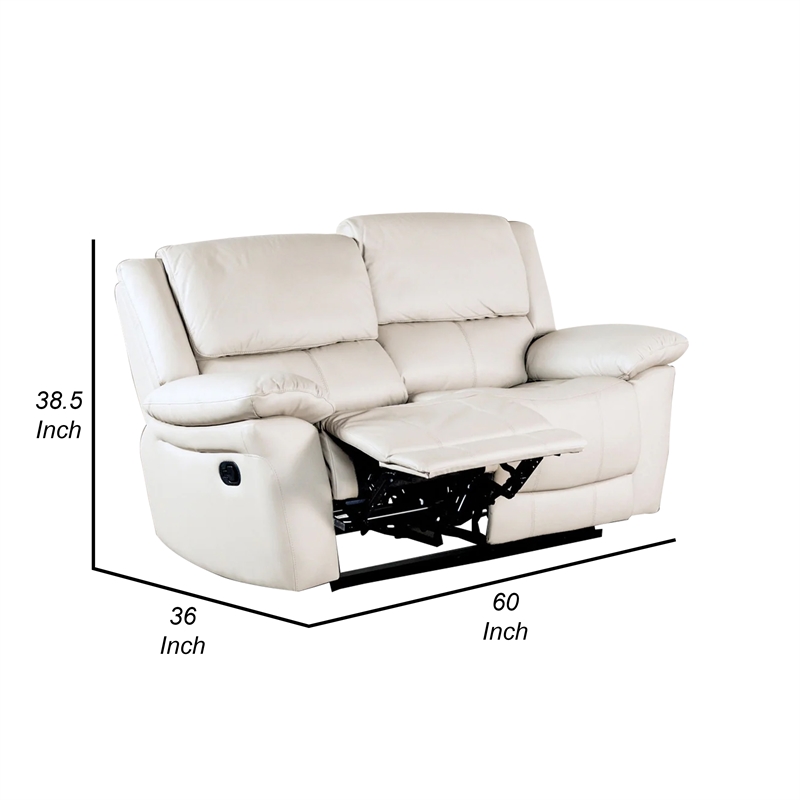 Larus Manual Loveseat-Leather Match-Pillow Top Arms-60 Inch