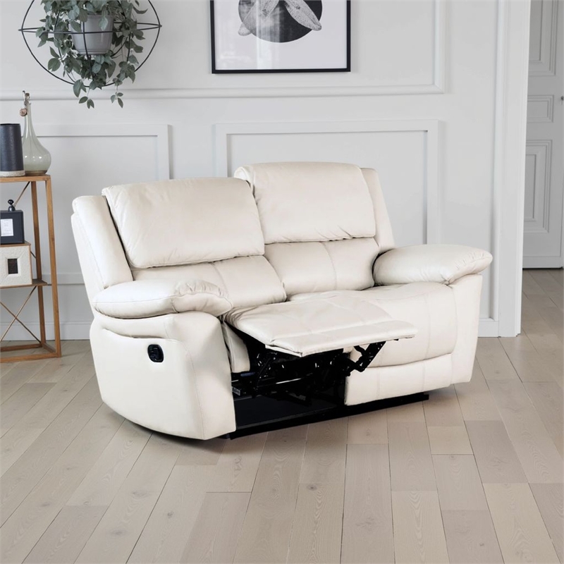 Larus Manual Loveseat-Leather Match-Pillow Top Arms-60 Inch