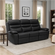 Hanna Manual Double Reclining Sofa-Black Top Grain Leather-87 Inch
