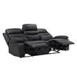 Hanna Manual Double Reclining Sofa-Black Top Grain Leather-87 Inch