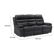 Hanna Manual Double Reclining Sofa-Black Top Grain Leather-87 Inch