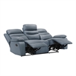 Hanna Manual Double Reclining Sofa-Blue Top Grain Leather-87 Inch