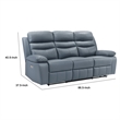 Hanna Power Double Reclining Sofa-Blue Grain Leather-USB-87 Inch