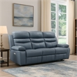 Hanna Power Double Reclining Sofa-Blue Grain Leather-USB-87 Inch