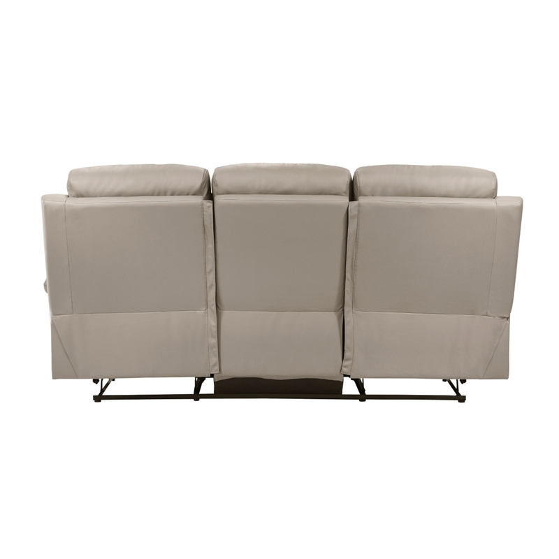 Hanna Manual Double Recliner Sofa-Latte Brown Grain Leather-87 Inch