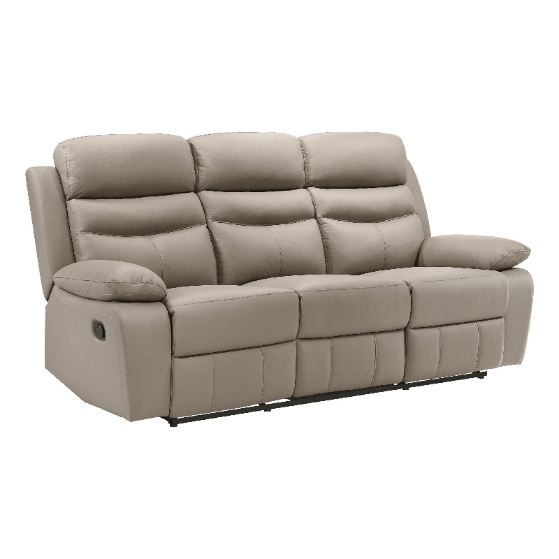 Hanna Manual Double Recliner Sofa-Latte Brown Grain Leather-87 Inch