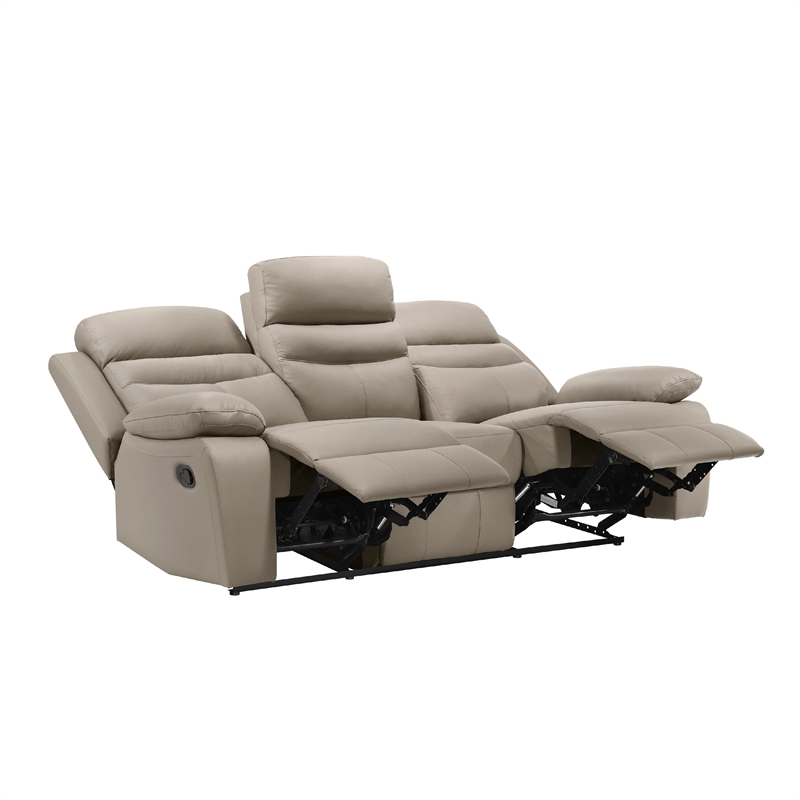 Hanna Manual Double Recliner Sofa-Latte Brown Grain Leather-87 Inch