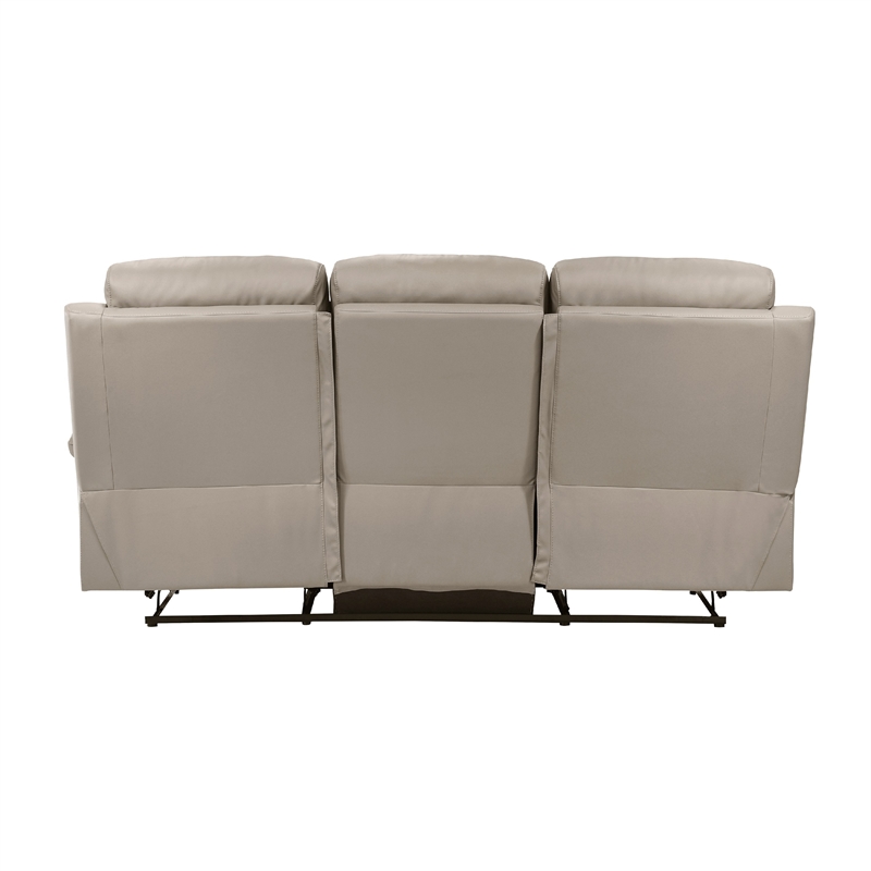 Hanna Manual Double Recliner Sofa-Latte Brown Grain Leather-87 Inch