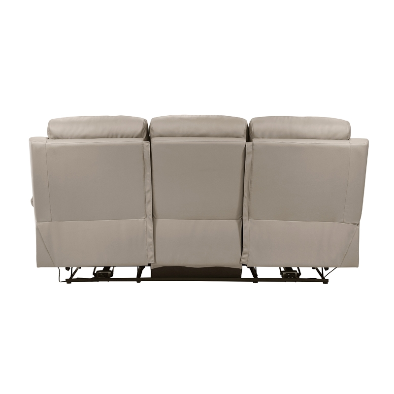 Hanna Power Dual Recliner Sofa-USB-Latte Brown Grain Leather 87 Inch