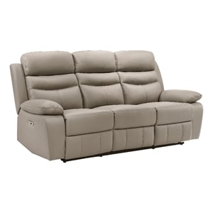 Hanna Power Dual Recliner Sofa-USB-Latte Brown Grain Leather 87 Inch
