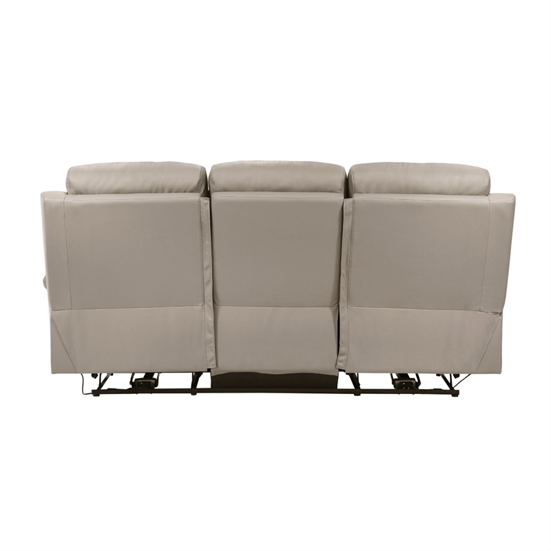 Hanna Power Dual Recliner Sofa-USB-Latte Brown Grain Leather 87 Inch