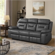 Conia Manual Double Recliner Sofa-Dark Gray Top Grain Leather 87 Inch