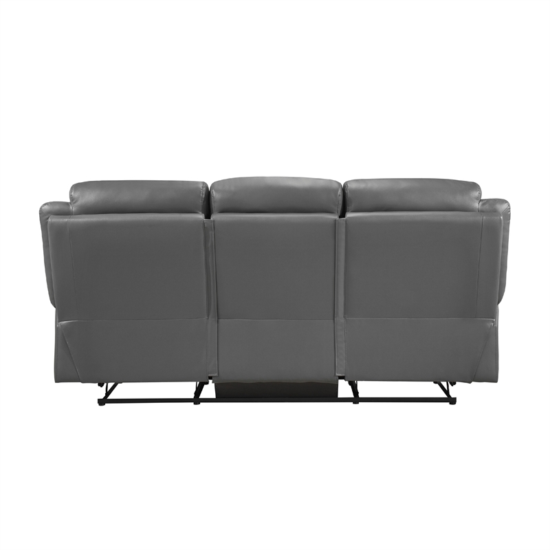 Conia Manual Double Recliner Sofa-Dark Gray Top Grain Leather 87 Inch