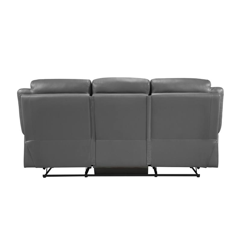 Conia Manual Double Recliner Sofa-Dark Gray Top Grain Leather 87 Inch