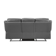 Conia Manual Double Recliner Sofa-Dark Gray Top Grain Leather 87 Inch