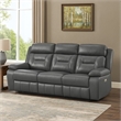 Conia Power Double Recliner Sofa-Dark Gray Leather-USB-87 Inch