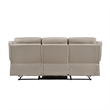 Conia Manual Double Reclining Sofa-Latte Beige Leather-87 Inch